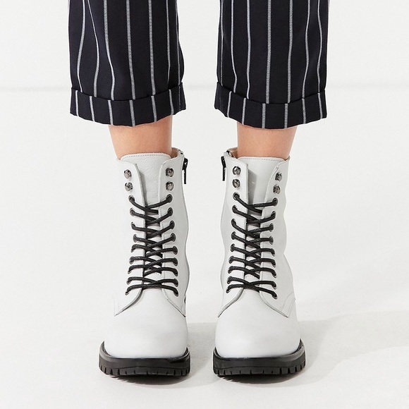Urban Outfitters Shoes - Urban Outfitters White Leather Combat Boots